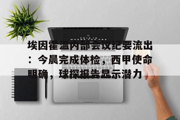 埃因霍温内部会议纪要流出：今晨完成体检，西甲使命明确，球探报告显示潜力的简单介绍